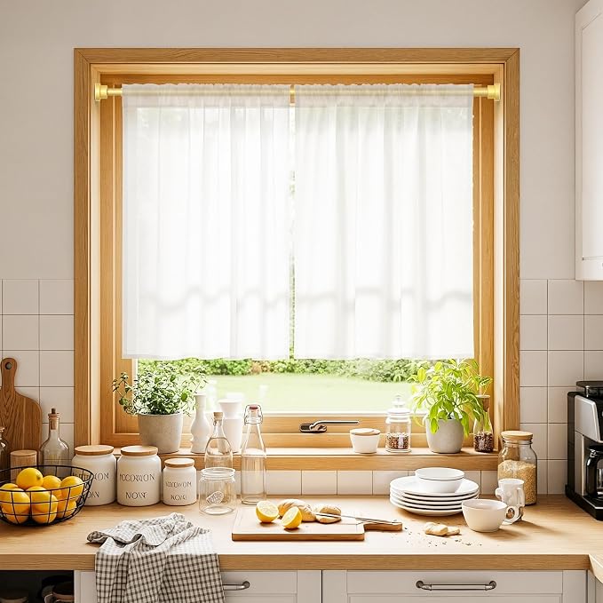 Tension Curtain Rod 30-64Inch Curtain Rods for Windows Gold Spring Curtain Rod no Drilling Adjustable Expandable Tension Rods for Windows,Doorway,Closet,Bedroom