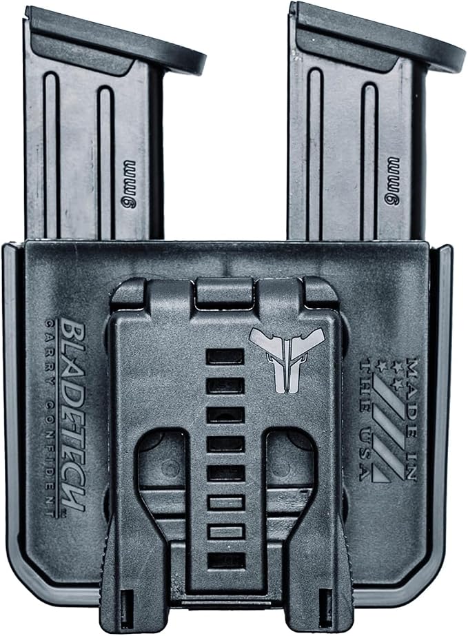 OWB Double Mag Pouch for Glock 17, 19, 22, 23 & More - USA Made - Signature Double Magazine Carrier with Tek-Lok Belt Attachment Clip by Blade-Tech Holsters