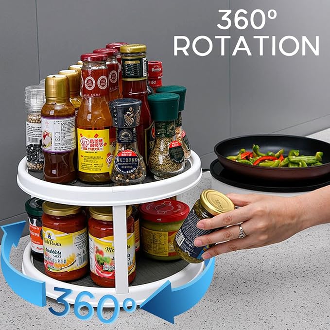 9" Acrylic Clear Lazy Susan Turntable | Steel Ball Bearing for 360-Degree Rotation,Durable Plastic Turntable for Tables Top,Cabinets,Spice Racks