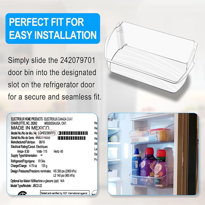 UPGRADED 242079701 Refrigerator Door Bin Compatible with Frigidaire Kenmore Refrigerator Door Shelf Replacement 242011501 242011503 242011504 LFHG2251TF5 LGHD2369TF FFHB2750TS FGHB2868TF Door Shelves