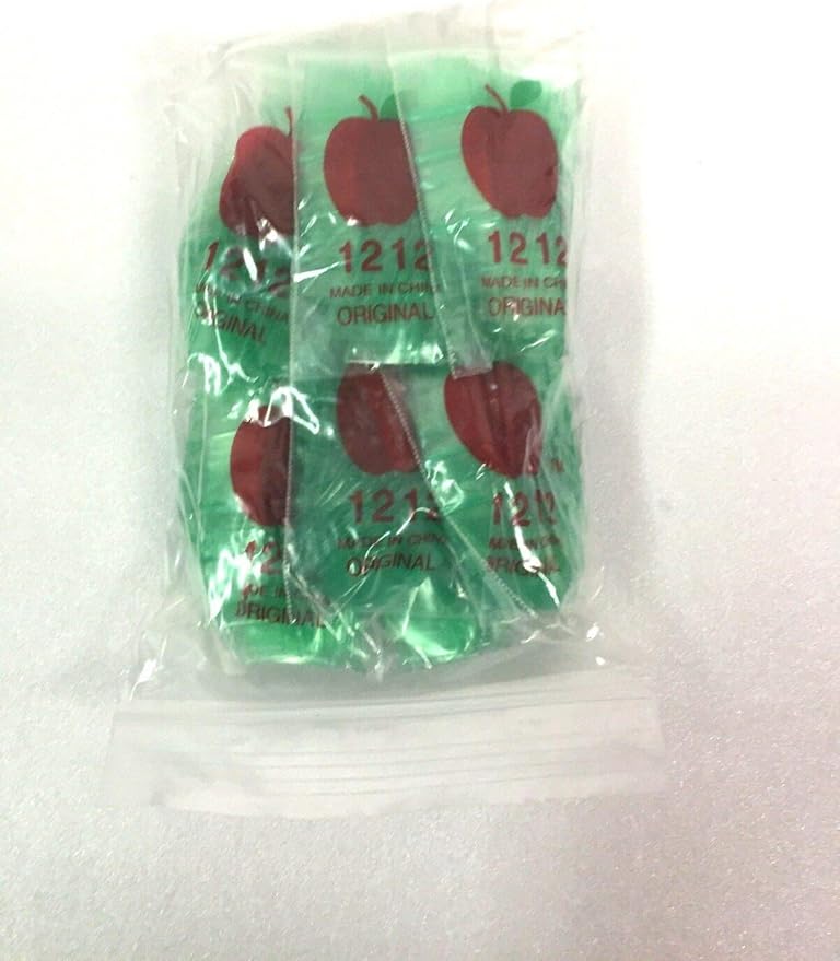 1212-S Original Mini Resealable 2.5mil Plastic Bags 1/2" x 1/2" Reclosable Baggies (Green, 1,000 Bags)