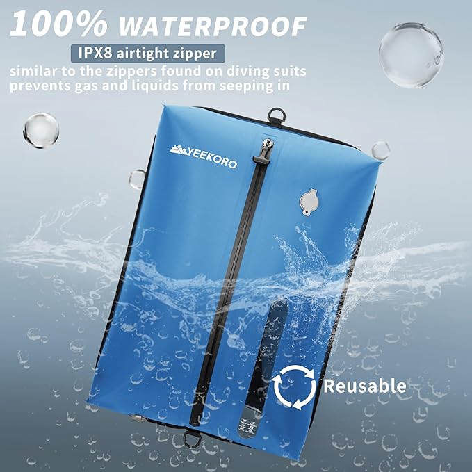 Vacuum Bag for Travel, Professional IPX8 Waterproof Reusable Vacuum Compression Bags for Travel Suitcases, Durable Space Saver Bag(1 Large,No Pump)