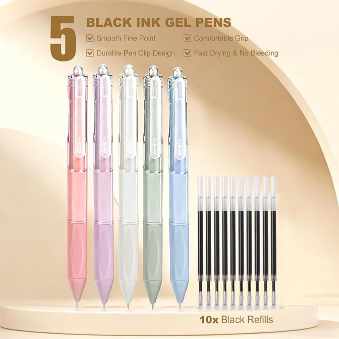 58 PCS Aesthetic School Supplies with Cute Pencil Case,12 Pastel Highlighters, 5 Gel Pens Black Ink，9 Mechanical Pencils for，Student Stationary，CollegeEssentials Gifts (Blue)