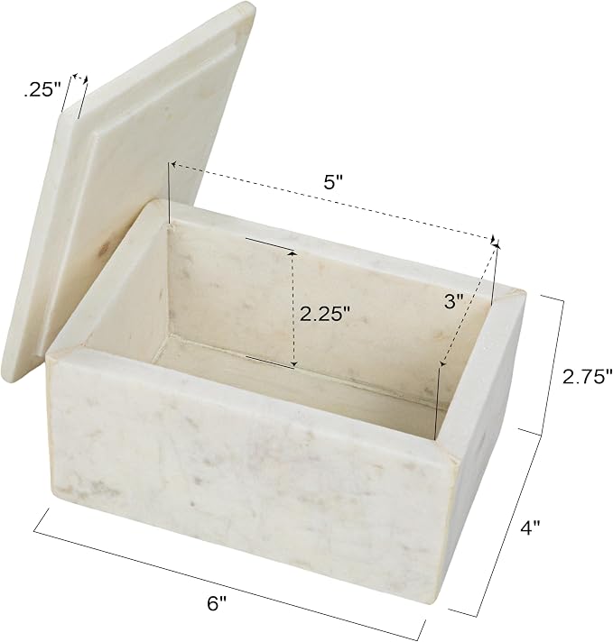 Bloomingville Marble Box Storage Container with Lid, White