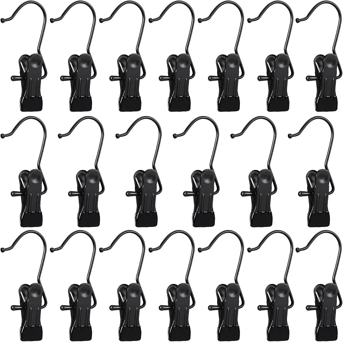 Hotop 20 Pieces Boot Hanger Clips for Closet, Laundry Hanging Hooks Heavy Duty Clips Boot Holder Portable Single Hooks Space Saving for Pants Jeans Clothes Hats Tall Towels (Black)