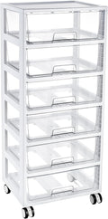 Vtopmart 6-Tier Rolling Cart with Deep Drawers, Clear Plastic Storage Organizer for Art & Craft Supplies, Toy, Office, Classroom, Bedroom, Bathroom