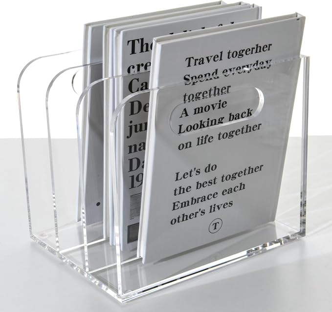 Clear Acrylic Organizers - 3 Vertical Compartments Acrylic Folder Organizer & File Organizer, Desk Document Storage Bins for Magazines, Binders - Multipurpose Home Office Desk Organizer