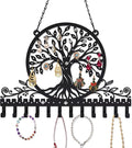 Personalized Tree of Life Wall Mounted Jewelry Organizer Metal Earring Holder Necklace Display Rack Decorative Jewelry Storage Hanger Space Saving Wall Decor for Bedroom Vanity Room Gift for Women