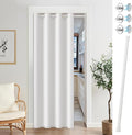 Vatge Magnetic Doorway Curtains with Rod - W42 x L80, 1 Panel, Grayish White, Light Filtering Door Curtain, Closet Door Alternatives, Easy to Install