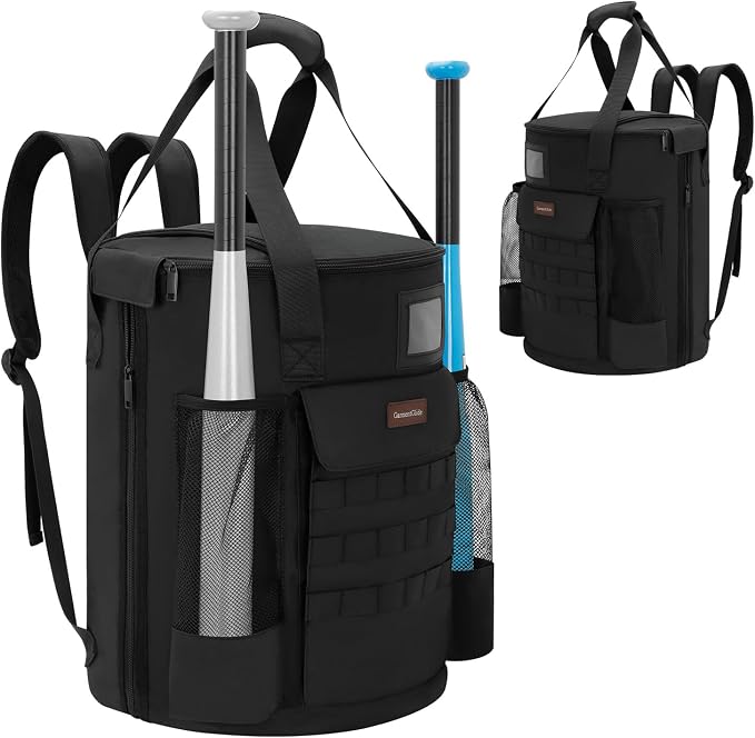 Baseball Bucket Backpack for 6 Gallon Bucket, Durable Softball Coaches Bag | Baseball Coaching Accessories Organizer with Pockets for 2 Bats, Gloves & Scoreboards, Tactical Gear for Practice & Games