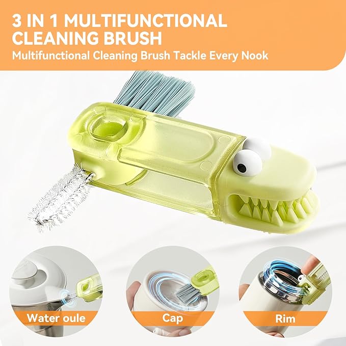 3 in 1 Cup Lid Gap Cleaning Brush Set, Multifunctional Bottle Cleaning Brush, Silicone Cup Lid Gap Cleaner, Home Kitchen Crevice Cleaning Tools (Blue)