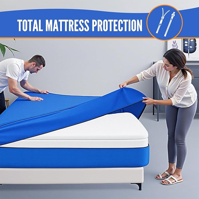 BAGAIL Mattress Bags for Moving, Mattress Covers with Heavy Duty Handles, Reusable Mattress Storage Bag for Moving Supplies(Blue, Twin XL)