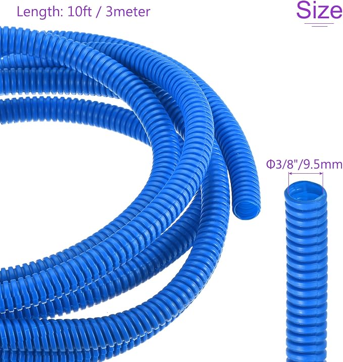 DMiotech 10ft Wire Loom Split Tubing 3/8 Inch(9.5 Mm) ID, Cord Protectors from Pet Flexible Conduit Cable Management for Office, Home, Garden, Blue