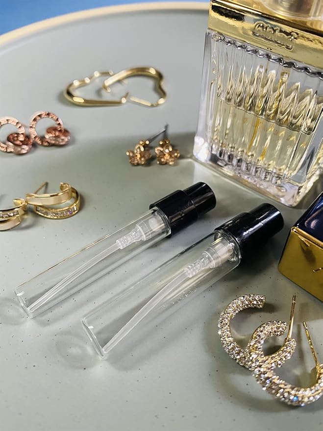 Mini Perfume Travel Refillable Bottle Cologne Sample Pocket Small Empty Glass Spray Bottles Travel Size Perfume Atomizer Bottle Clear 2.5ML (50 Pack)