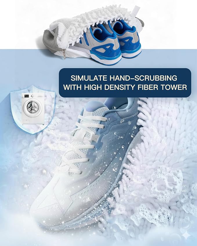 2 PCs Shoe Washing Machine Bag, Upgraded Lock-Zipper Design, 360° Deep Clean for Sneakers, Tennis Shoes and Slippers, Quiet Shoe Laundry Bag for Washer and Dryer (2 PACK)