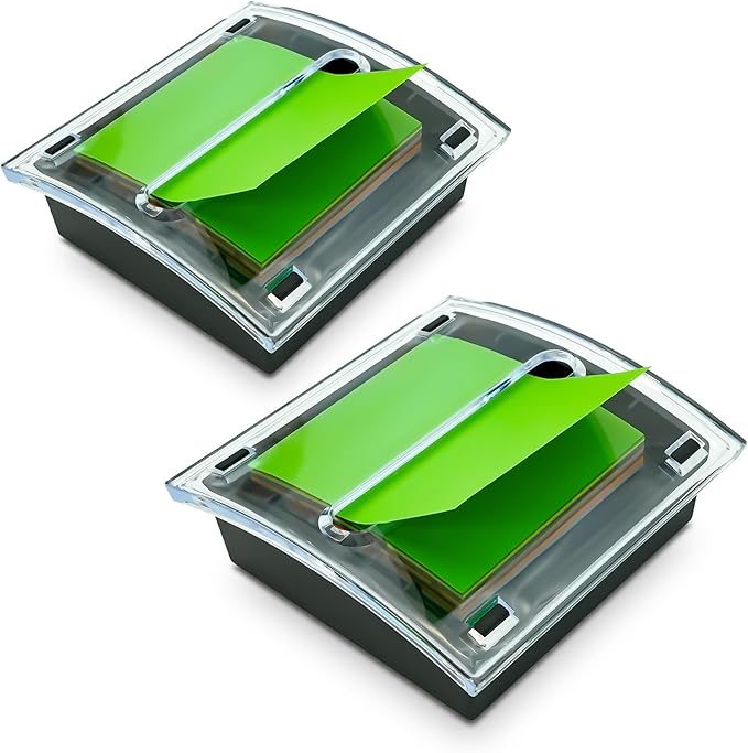 2 Pcs Pop Up Sticky Note Dispenser Acrylic Small Sticky Note Holder for 3 x 3 Inch Sticky Notes Office Home Classroom Desk Supplies