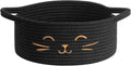 Small Storage Basket, Black Cute Pet Toy Storage for Cats, Dogs, Decorative Rope Bin for Organizing, Empty Gift Basket for Baby, Black, 9.8 x 4 inches