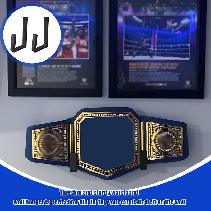 Wrestling Championship Belt Display Holder for Wall, Belt Horizontal Wall Mount Organizer, Wall Mounted Belt Display for Wrestlers Championship Hanging Display