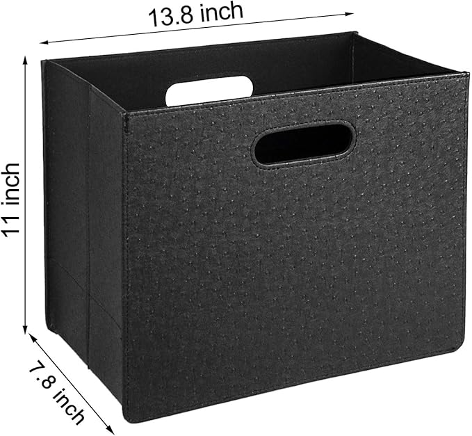 HofferRuffer Magazine Basket Holder, Foldable Magazine Rack, Document File Holder Organizer, File Folder, Newspaper Storage Bin Organizer for Home or Office(Black)