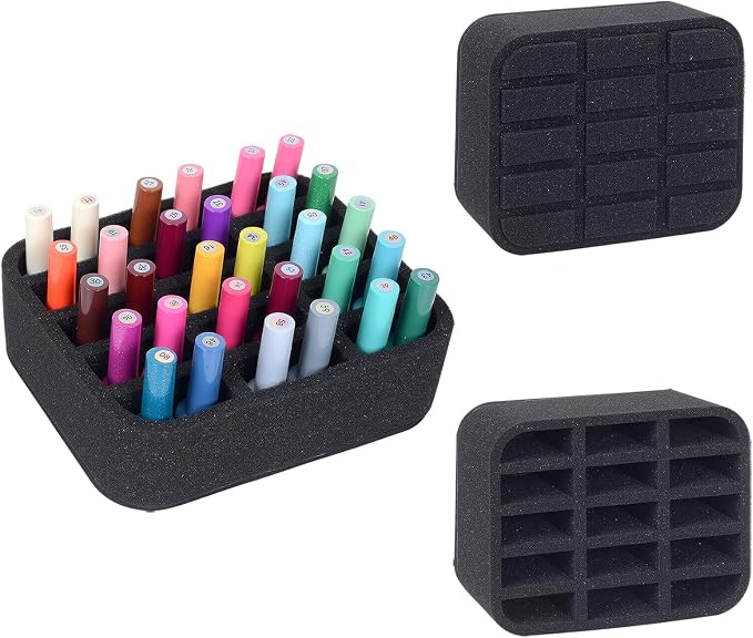 Nail Polish Organizer Holder Foam Pad DIY with 15 Slots for Storage Nail Polish or Essential Oil Tray for Drawers Black