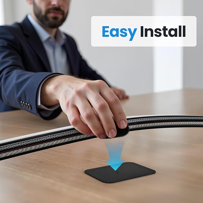 Cable Management Under Desk, 【Up to 15 Cord】【Enhanced Wire Holder】 Cord Organizer Holder, Adjustable Hook and Loop Cable Ties, Wire Clips Under Table Hider, 30 Pair(Black)