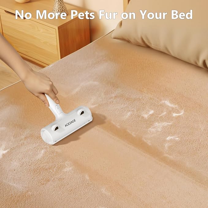 ACE2ACE Pet Hair Remover, Reusable Lint Roller for Cat and Dog Hair, White | Self Clean Cat Hair Remover with Dust Bin, Dog Hair Remover for Couch, Furniture, Carpet, Sofa and Bedding