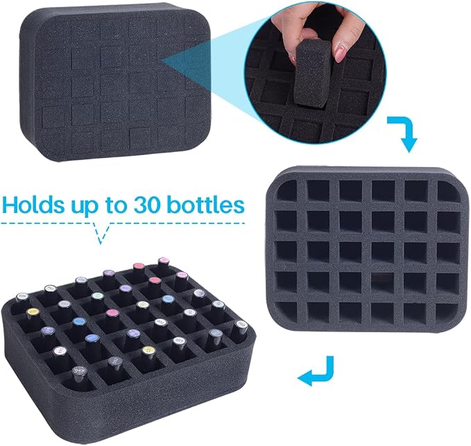 Nail Polish Organizer Holder Foam Pad with Slots for Storage 30 Bottles (15ml/0.5fl.oz) Nail Polish or Essential Oil Tray for Drawers Black
