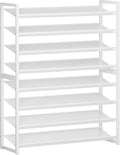 Nunsino Shoe Rack,8 Tier Metal Shoe Organizer,Max Holds 40 Pairs,Heavy Duty Shoes Shelf for Garage, Entryway, Closet,White