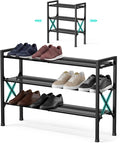 YEASHEIN 3-Tier Expandable Shoe Rack Organizer with Wire Mesh Shelf - Black | Sturdy Metal Shoe Shelf with 4-Tier Storage, Adjustable Shoe Stand, Free Standing Shoe Rack for Closet, Entryway, Garage
