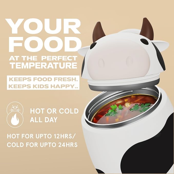 asobu Bestie Foodie Kids Insulated Food Jar – Lunch Container, BPA-Free Stainless Steel, Leakproof & Vacuum Sealed, Keeps Food Hot or Cold, 16oz
