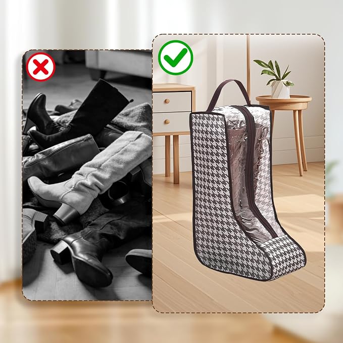 2 Pack Boot Bags for Cowboy Boots Storage Organizer Tall Style, Portable Travel Shoe Bags Protector Box Organizer with Handle for Cowboy Shoes, Dustproof for Packing Travel and Daily Use