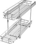 LOVMOR 2 Tier 5½" W x 21½" D, Individual Pull Organizer Kitchen Cabinet Storage Sliding Shelves