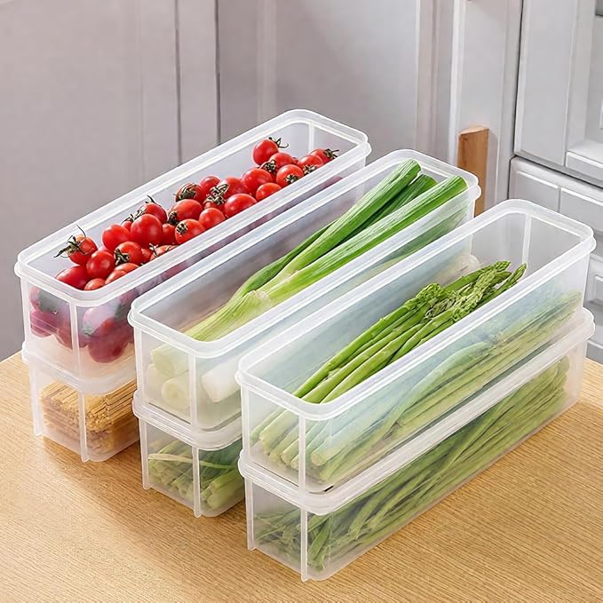 Storage & Crisper Boxes, 2025 New Durable Food Storage Containers, Stackable Refrigerator Organizer for Kitchen, Airtight Food Box with Lids, Fresh-Keeping Container Suitable (White, 5pcs)