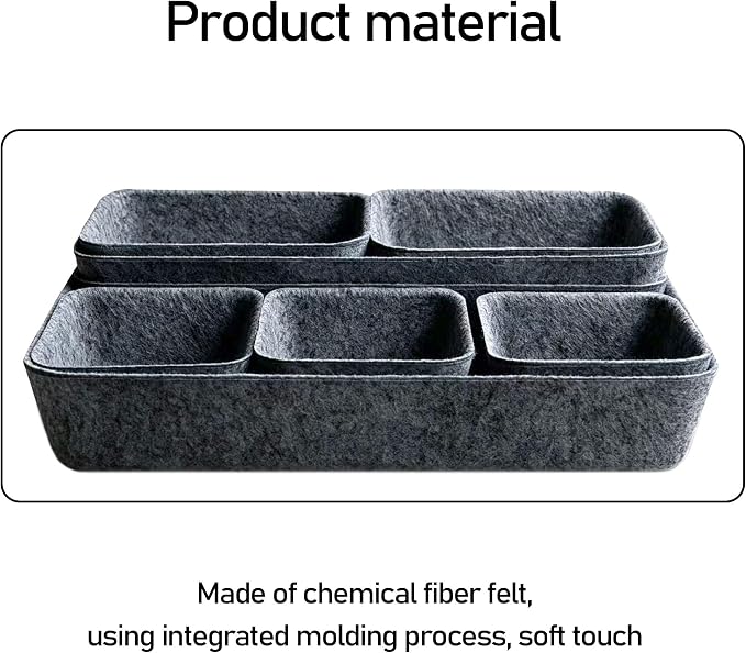 8Pack Drawer Organizer Compatible with Alex, Felt Desk and Makeup Drawer Organizers, Soft Storage Bins for Office, Vanity, Bedroom, and Dresser Drawers