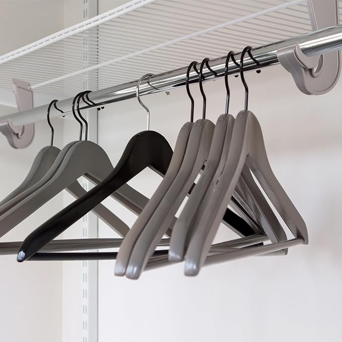 Wonderjune 4 Pcs Closet Rod Hooks Plastic Snap-in Support Brackets Champagne J-shaped Closet Bar Bracket for Hanging Clothes Cabinets Storage and Curtain, Fits up to 1-5/16 Inch Rod(Champagne)