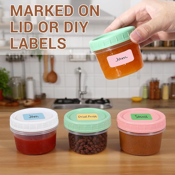 DEMORA 4 oz Small Plastic Containers with Twist on Lids [20 Sets], Stackable Little Food Storage Containers for Snack Lunch Meal Prep Salad Dressings, Freezer/Microwave/Dishwasher Safe, BPA Free