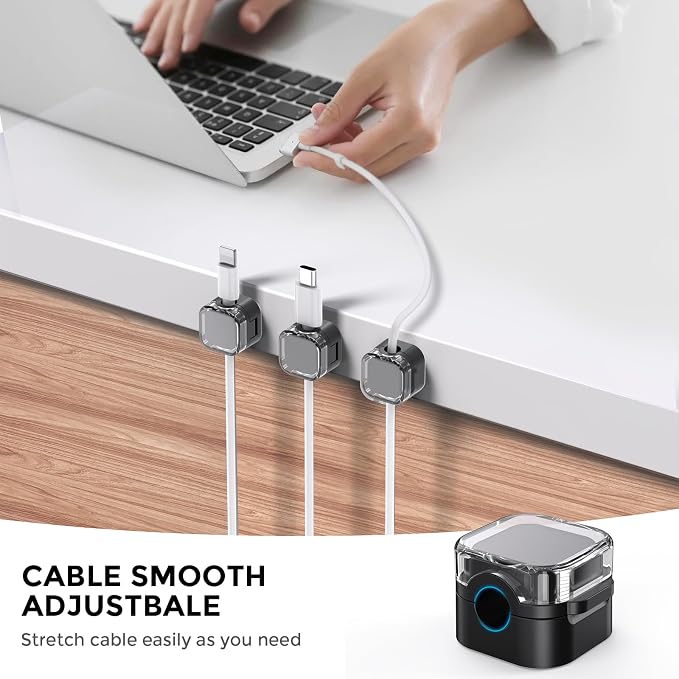 AhaStyle Magnetic Cable Organizer [1s Lock] 6 Pack Cord Holders Cable Clips | Strong Adhesive Hide Cable Cord Keeper Adhesive Wire Organizer Keeper for Nightstand Kitchen Car Office