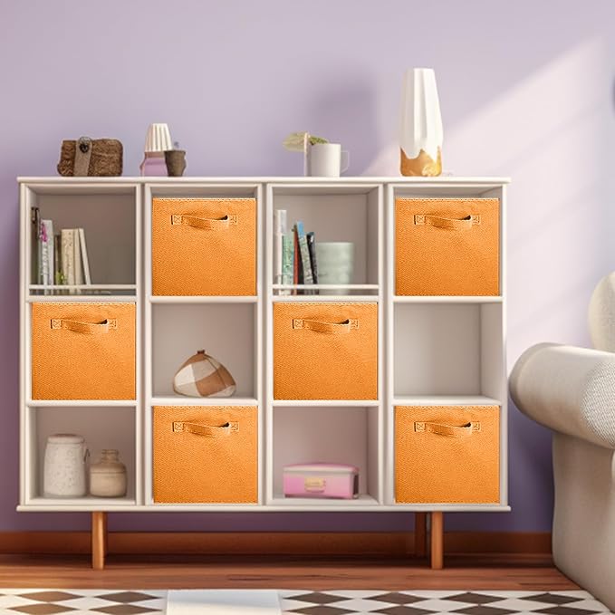 ShellKingdom Storage Bins, Foldable Fabric Storage Cube And Cloth Organizer | Storage Drawer For Closet And Toys, 13 X 13 X 13 INCH, 2 Pack (Orange)