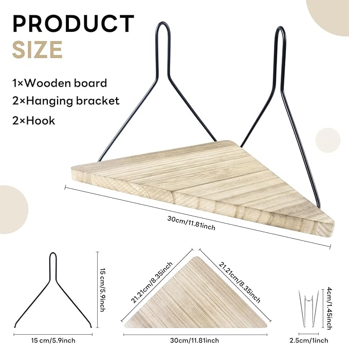 Fabric Wall Cubicle Corner Shelf with Hooks 11.8 Inch Wooden Triangular Cubicle Corner Shelf for Office Fabric Walls Display Storage Hanging Organizer for Work Decor Photo Frame