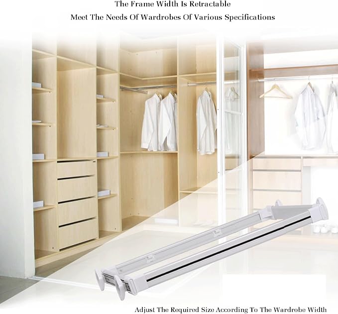 Telescopic Pull-Out Cabinet Storage Basket, Stackable & Detachable Drawer Organizer for Kitchen, Office, Wardrobe, Cupboard - White (864x460x170mm)