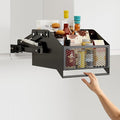 HOUSE AGAIN Pull-Down Cabinet Organizer for High/Deep Cabinets, Drop Down Spice Rack, 12.6" Out & 1.8" Down, Dual Install (Screw/3M Tape), Fits Frameless, for Spices, Snacks and Small Bottles (Black)