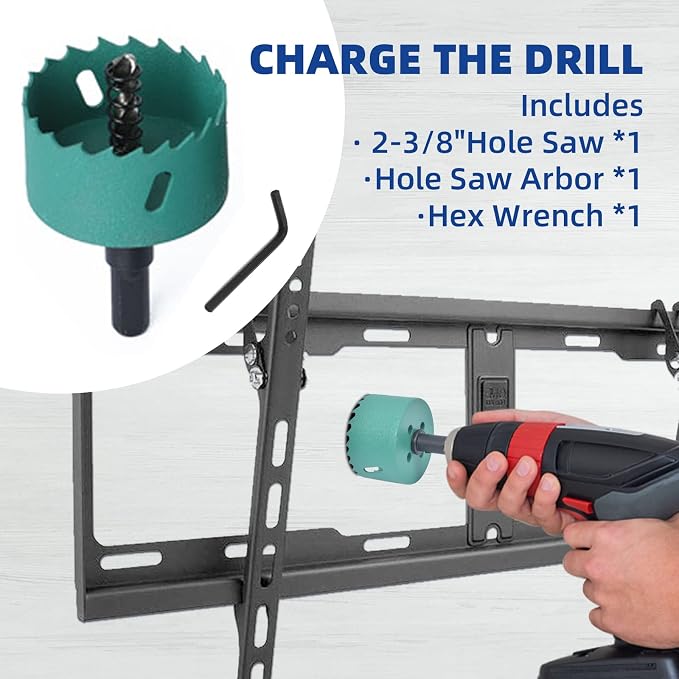TV Wire Hider Kit for Wall Mount TV, in Wall Cable Management Kit, Includes 2 Pass Throughs and Hole Saw Drill Attachment for Easy Install（Off-White）