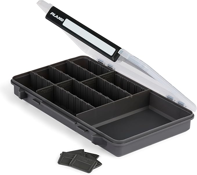 Plano StowAway 3700 50/50 Split Stow Tackle Box, with Corrosion-Preventive Rustricor, Single Latch Design, Transparent DuraView Lid, Stackable Storage for Fishing Bait, Lures and Gear
