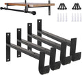 AddGrace Closet Rod Bracket Heavy Duty Shelf Brackets Black 6 Inch 4 Pack | Fit for Closet Wardrobe Laundry Room and Kitchen, with Hook, Store Above and Hang Below, Supports 66 lbs, Easy to Install