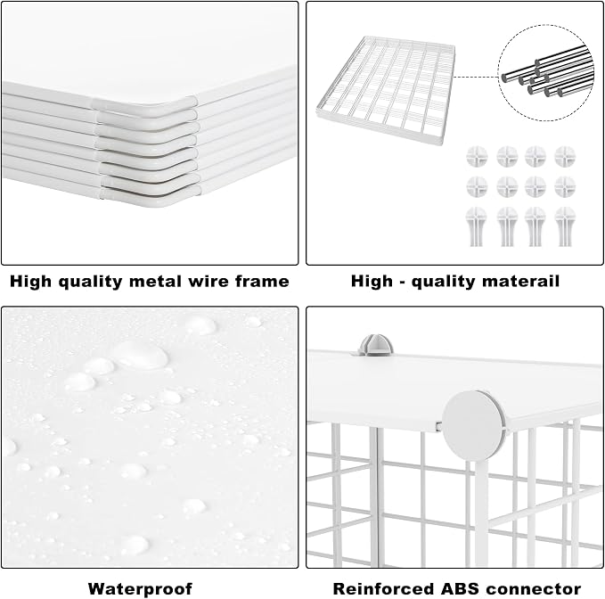 AWTATOS Wire 12 Cube Storage Organizer, Closet Storage Shelves Stackable | Metal Cube Storage Bookshelf, DIY Portable Closet Clothes Organizer, Wire Shelving for Bedroom, Home, Office White
