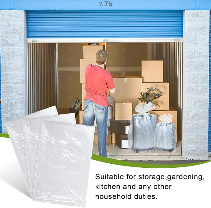 Fainne 10 Pack Extra Large Clear Plastic Storage Bags 32 x 48 Inch 3.94 Mils Giant Jumbo Moving Flat Plastic Storage Bags for Clothes Packing Luggage Suitcase Furniture Comforter Bike Blanket