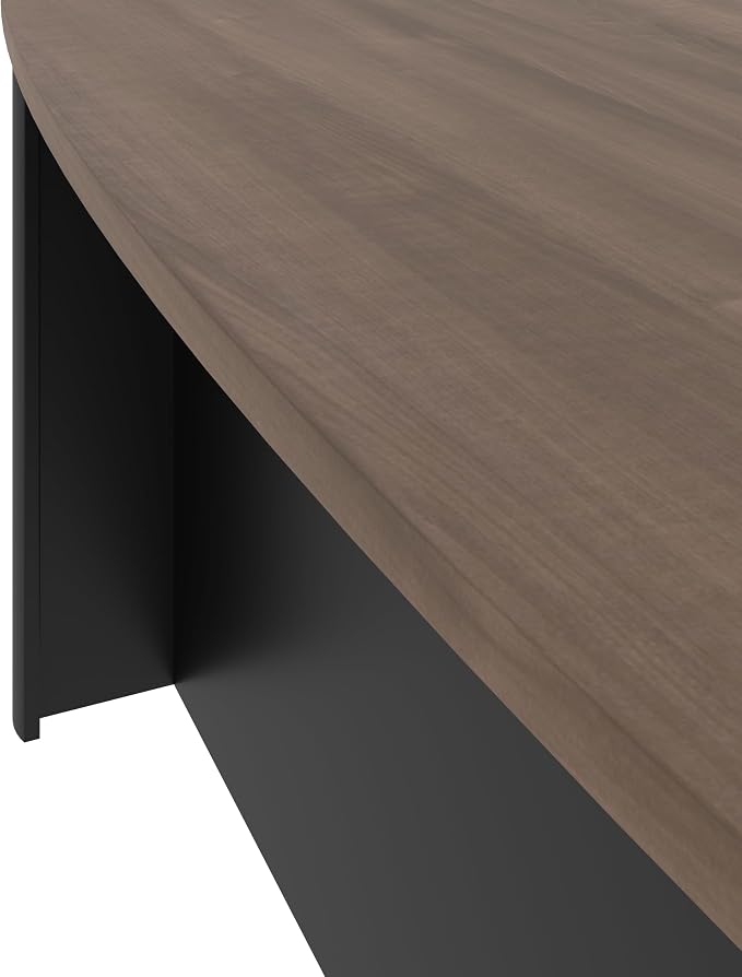 Bestar Connexion 72W U-Shaped Executive Desk with Lateral File Cabinet and Hutch in Antigua & Black | With Lateral File Cabinet and Hutch; with Narrow Desk Shell, Desk Shell, Desk Bridge, Keyboard Tray, CPU Stand; 2 file drawer