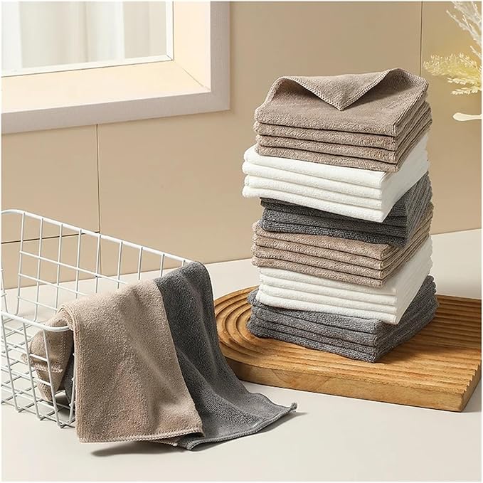 6/12 Pack Microfiber Cleaning Towels - Thickened Super Absorbent Cloths for Kitchen and Bathroom - Quick-Drying, Wet and Dry Use(Multi,30-30Cm-12Pcs)
