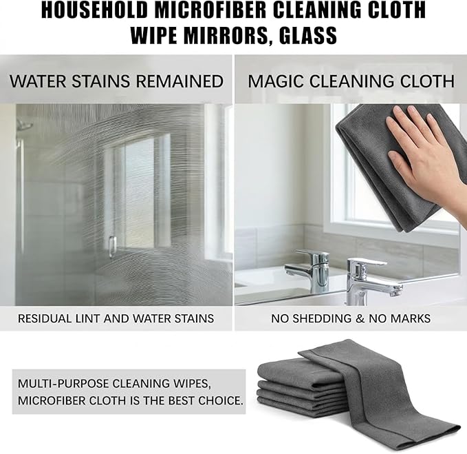 Magic Cleaning Cloth,Thickened Magic Cleaning Cloth,Reusable Microfiber Lint-Free Cloths for Kitchen, Windows, Glass, Mirror, Car, Gray (11.8×15.8in,10)