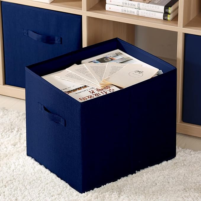 EBIGIC Collapsible Storage Cubes,Cube Storage Organizer 10.5 * 10.5 * 11inch，For home and office Collapsible Closet Shelf Organizers, Drawer Organizers(Blue)